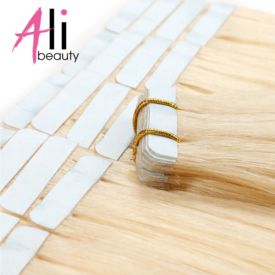 Али фиксирующая лента для наращивания человеческих волос, прямые волосы remy на клеях, невидимая лента, искусственная кожа, уток 613#50 г