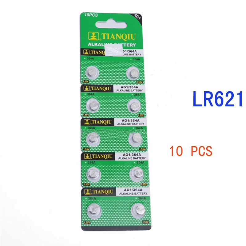 10 шт. 364 батарея для часов AG1 LR621 364A SR621SW 1,55 в батарея для часов 621 Щелочная Кнопка батарея для монет