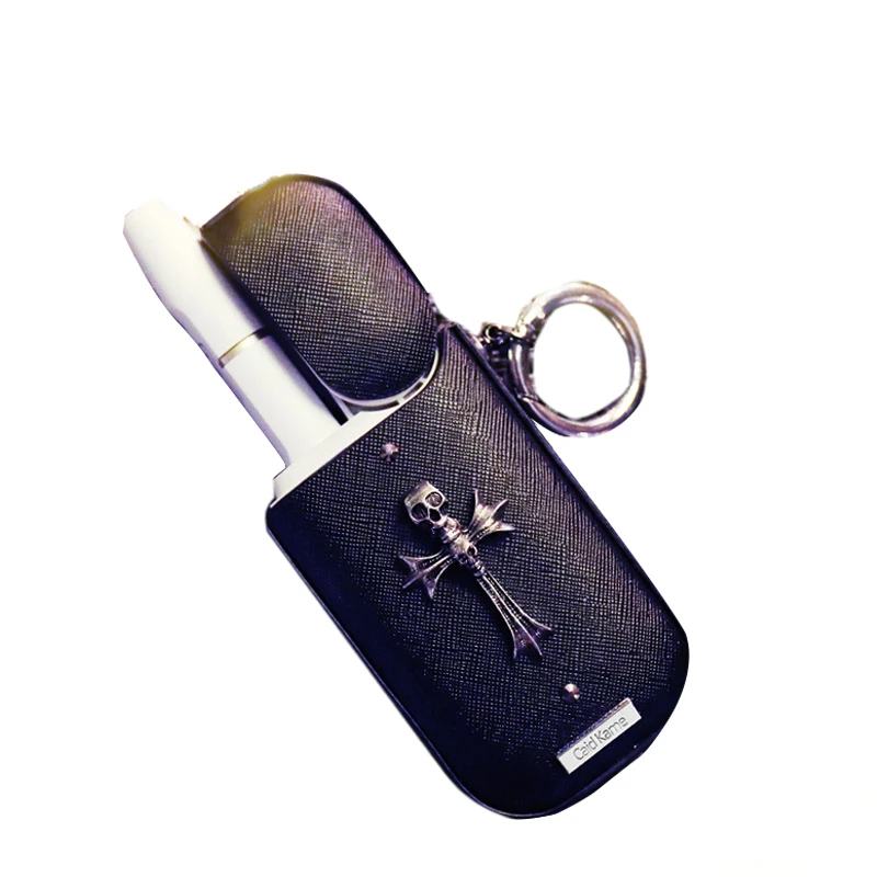 

Exquisite Cross And Pirate Skull Head Style Protective Case For iqos 2.4 plus Electronic Cigarette Good Leather