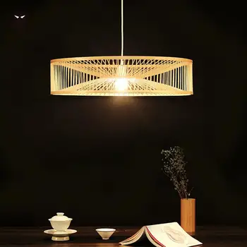 

60cm Bamboo Wicker Rattan Shade Pendant Light Fixture Rustic Asian Chinese Japanese Style Hanging Ceiling Lamp Luminaire Design