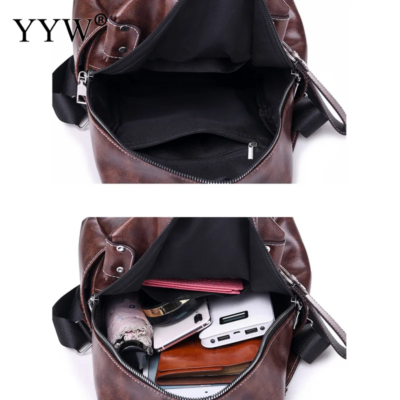 Большой Вместительный кожаный рюкзак, черный рюкзак Mochila Feminina для женщин, повседневные Рюкзаки для путешествий, сумки на плечо для девочек, коричневые