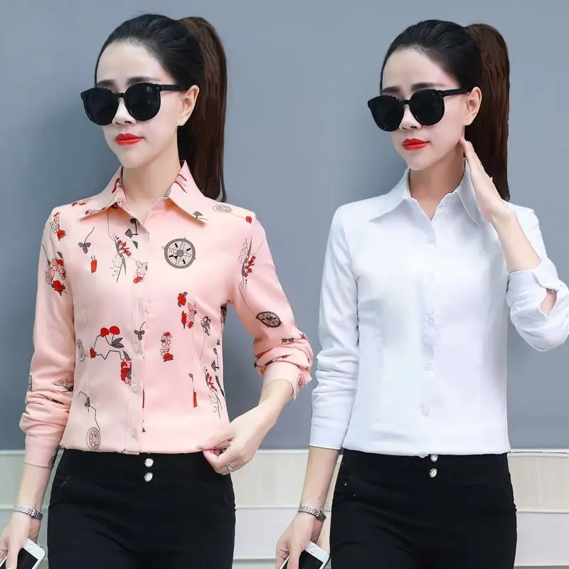 

Blusas Femininas 2019 Fashion Floral Tops And Blouses Mujer Long Sleeve Femme Shirts Plus Size Flower Chiffon Women Blouses