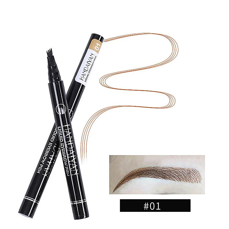 

4 Head Waterproof Durable Eyebrow Pencil Professional Fork Tip Eyebrow Tattoo Pen Natural Long Lasting Eyebrow Makeup Tools