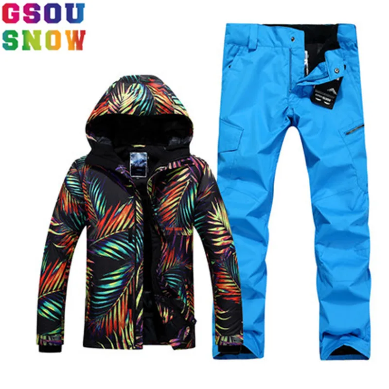 

GSOU SNOW Brand Winter Ski Suit Men Ski Jacket Pants Camouflage Snowboard Set Waterproof Jackets Pants Outdoor Skiing Sport Suit