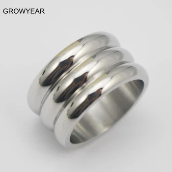 Design semplice 3 cerchi impilati in acciaio inossidabile 316L donna uomo anelli gioielli di moda color argento per matrimoni e feste