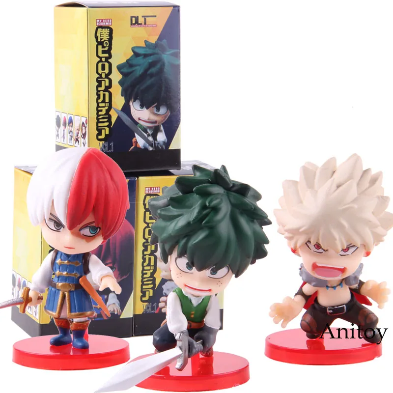 С героями из мультфильма «Мой герой Академии Izuku Midoriya Bakugou Katsuki Todoroki шото версии ПВХ Boku без герой фигурки игрушки 3 шт./компл - Цвет: with retail box