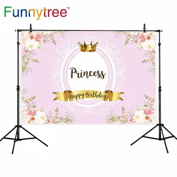 

Funnytree photographic background birthday princess crown frame flower Lace backdrop photo shoot photocall photobooth prop