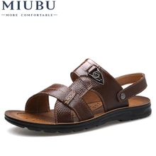 MIUBU/Большие размеры 45, 46, 47, 48, 49, 50; летние пляжные сандалии; Мужская обувь; Новое поступление года; кожаные повседневные сандалии