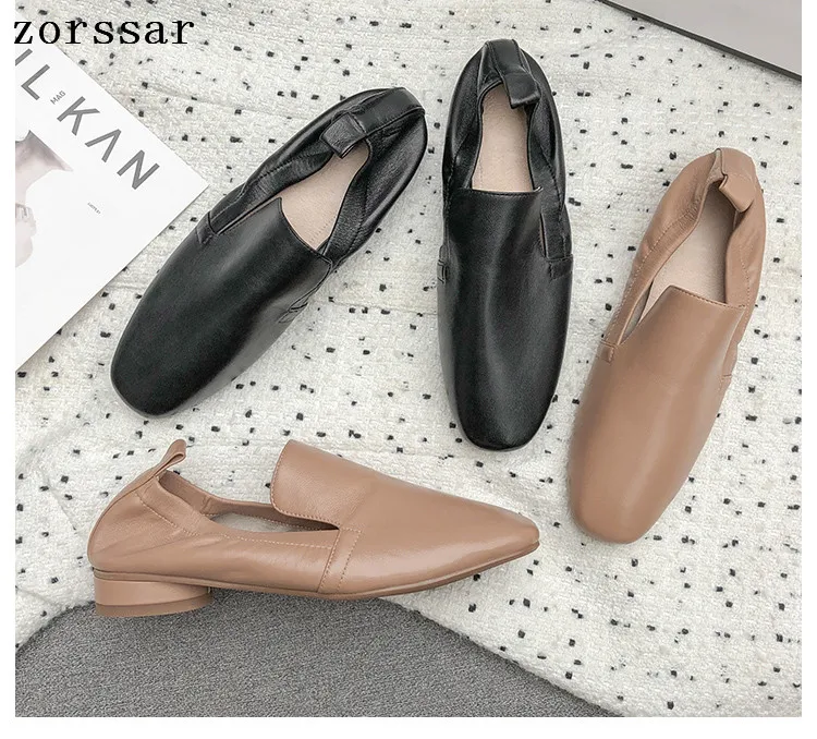 

Zorssar Genuine Leather Women Flats Shoes 2019 Spring New Fashion Soft Slip on Casual Flat Shoes Female Summer Loafer Shoes