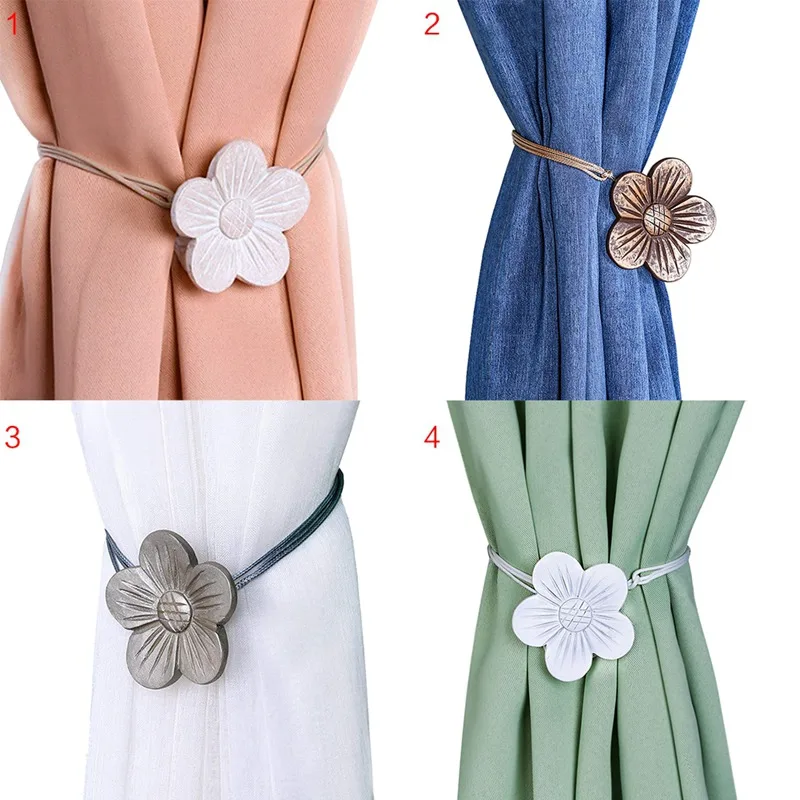 Simple Magnet Curtain Buckle Magnetic Curtain Straps Curtain Accessories Resin Carved Flower Tie Rope Curtain Hook Hanger