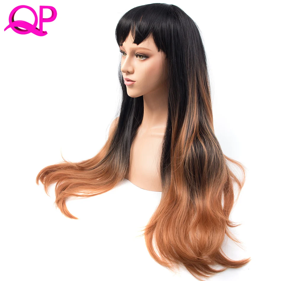 Qphair 2" 270 г Длинные Синтетические волосы парик Регулируемый эффектом деграде(переход от темного к серый локоны тело парики для Для женщин Косплэй термостойкие 1 шт