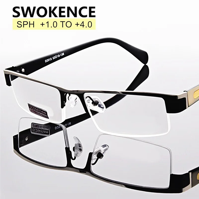 SWOKENCE Men's High end Anti Fatigue Reading Glasses Brand Slim Lenses