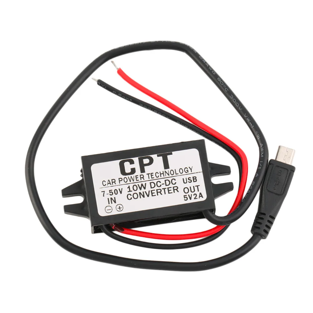 

New Durable Waterproof 7-50V to 5V 2A micro USB Converter Regulator Step Down Car power New Dropping Shipping