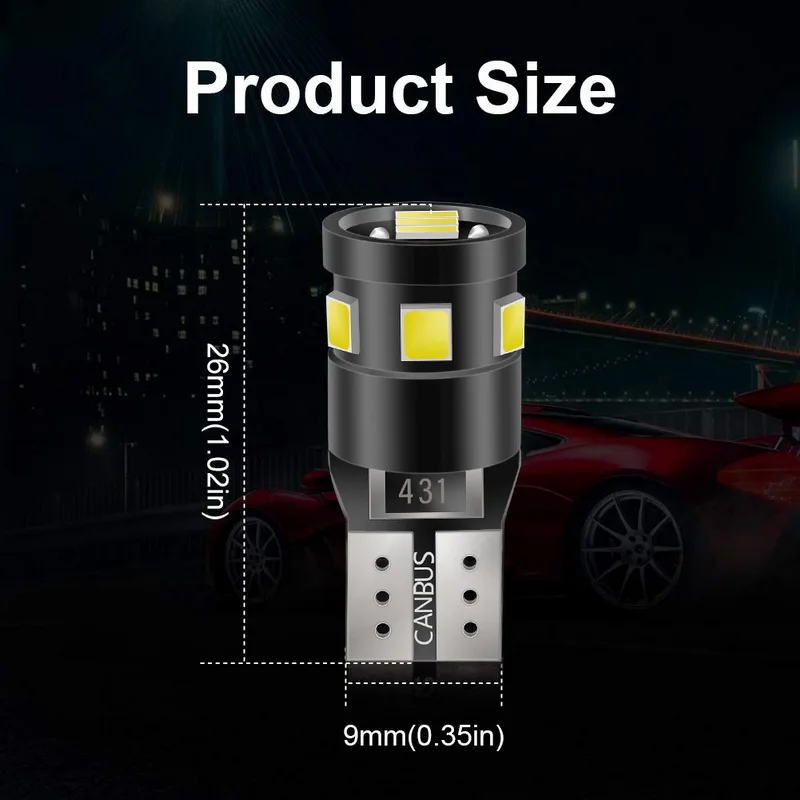 Safego 10x T10 W5W 194 168 Светодиодная лампа Canbus без ошибок 12 в 6000k Клин 2835 9SMD SMD белые лампы