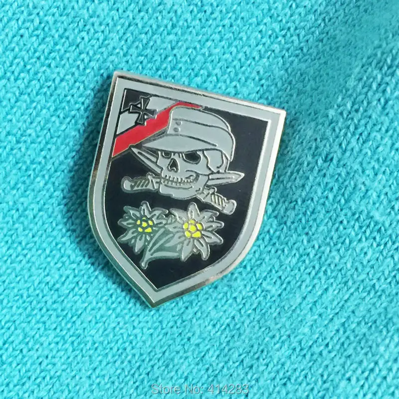 

Sword Skull Bone Crossed Insignia 1'' WWII Germany Army Lapel Pin Enamel Cap Pins World War 2 Edelweiss Badge