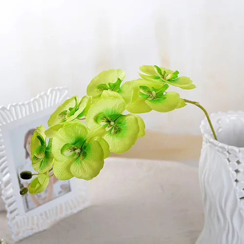 11 цветов Искусственные цветы поддельные фаленопсис шелк Мода бабочка букет орхидей Свадебные украшения дома открытый сад - Цвет: green