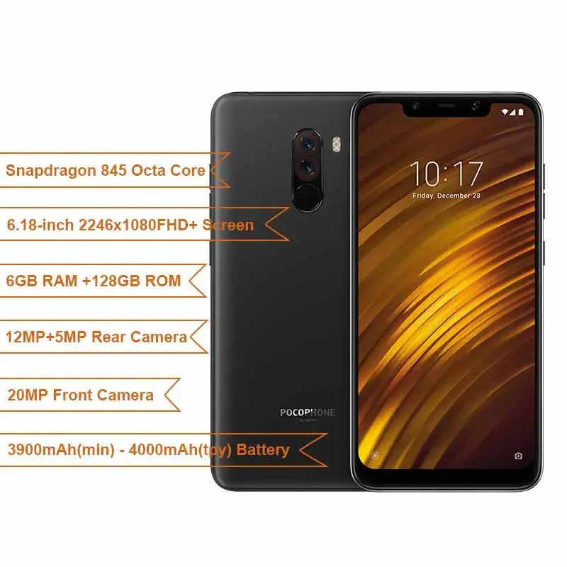 Оригинальный Xiaomi POCOPHONE F1 Snapdragon 845 6GB 128GB 6 18 &quotполный экран 20 МП фронтальная камера