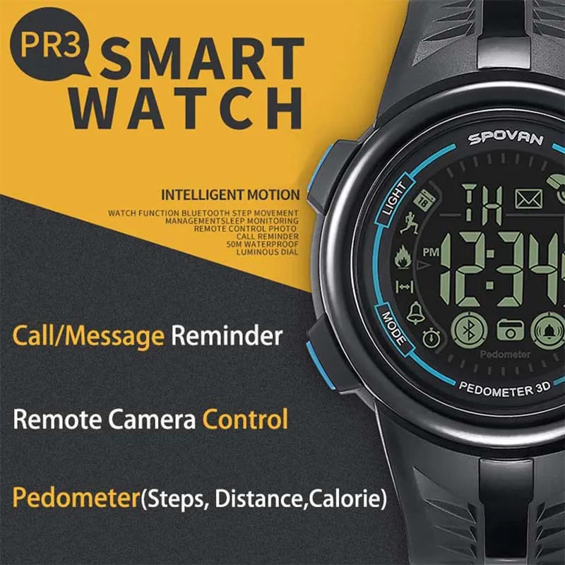SPOVAN мужские цифровые часы умные Спортивные Фитнес наручные reloj deportivo hombre relogio