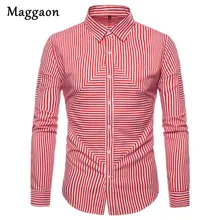 Весенняя приталенная Повседневная рубашка мужская хлопковая рубашка с длинными рукавами в полоску Клетчатая Мужская деловая брендовая одежда формальная рубашка