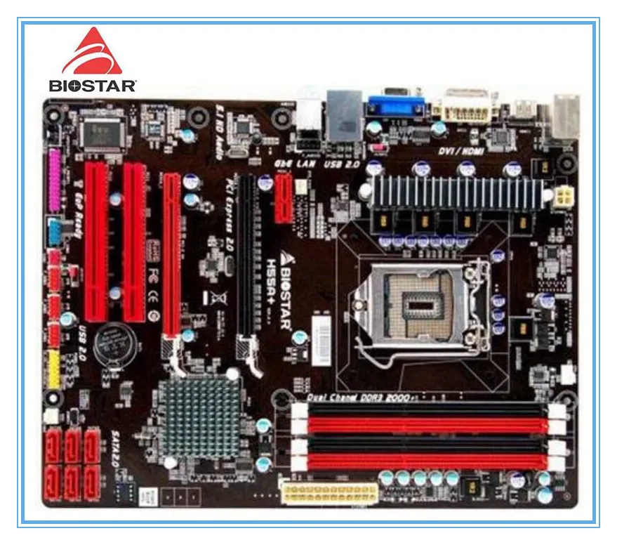 Biostar original motherboard H55A+ LGA 1156 DDR3 RAM 16G Boards H55
