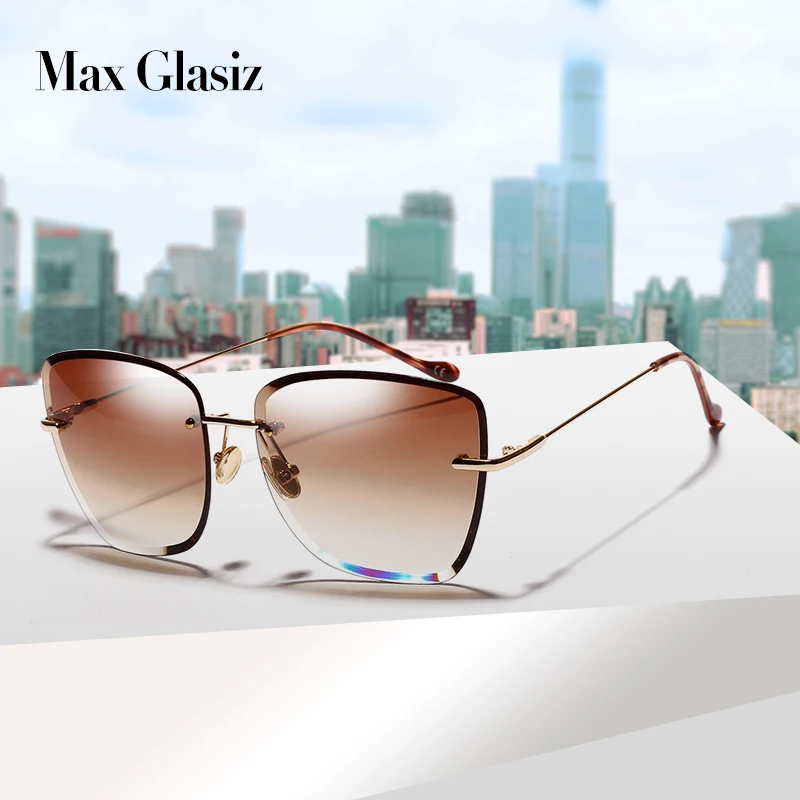 Max Glasiz Высокое качество без оправки руки Модные солнцезащитные очки Женские Красочные градиентные большие линзы женские Солнцезащитные очки женские гафы
