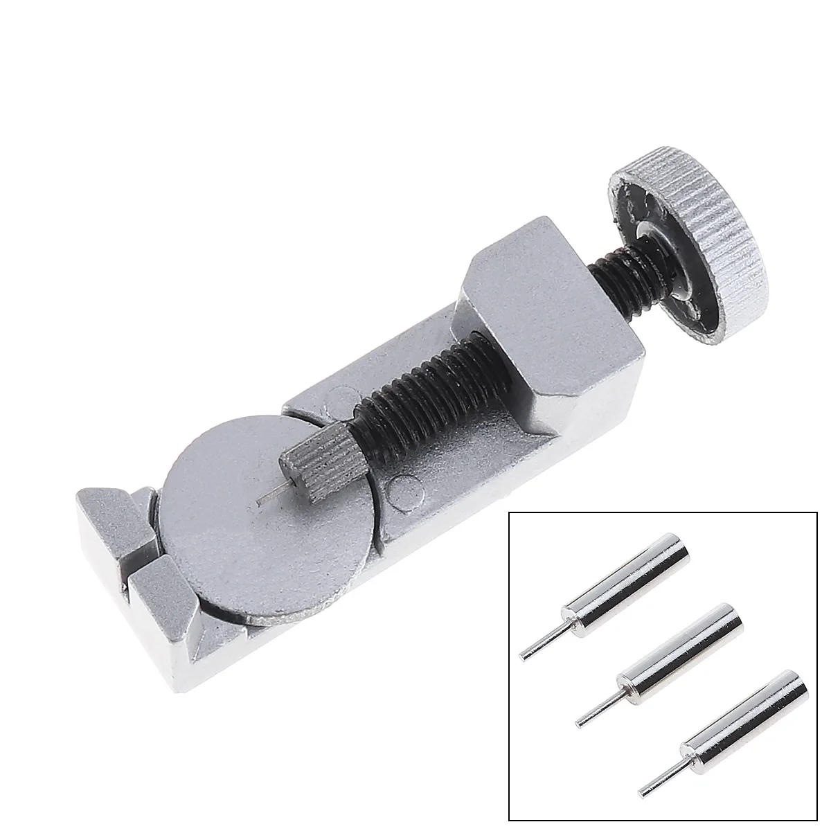 

Mini Aluminum Alloy Watch Strap Band Regulator Adjuster Watchmaker Repair Tool with Spare Needles and Rotary Handle
