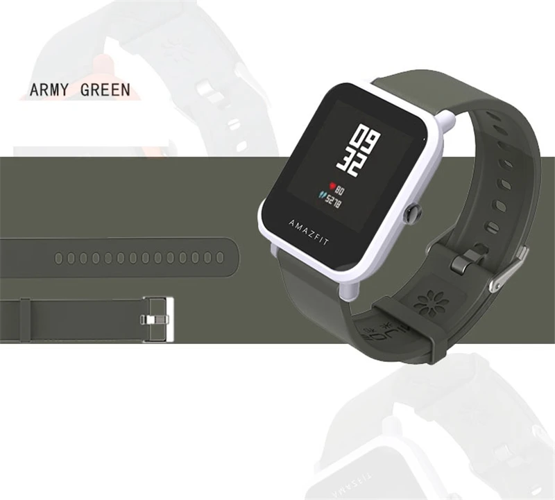 20 мм ремешок для Amazfit Bip/Lite Молодежная версия Smartwatch Замена для мужчин t силиконовый ремешок для мужчин женщин черный синий зеленый белый красный розовый