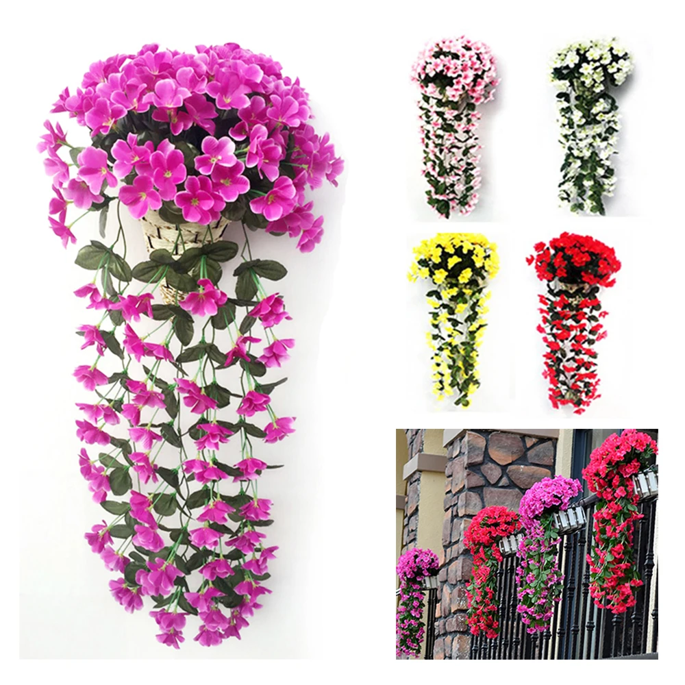 Artificial Violet Flower Wall Simulation Plant Fake Vine for Wedding Home Garden Balcony Wall Floral Decora 1/2Pcs /Lot Artificial Violet Flower Wall Simulation Plant Fake Vine for Wedding Home Garden Balcony Wall Floral Decora 1/2Pcs /Lot