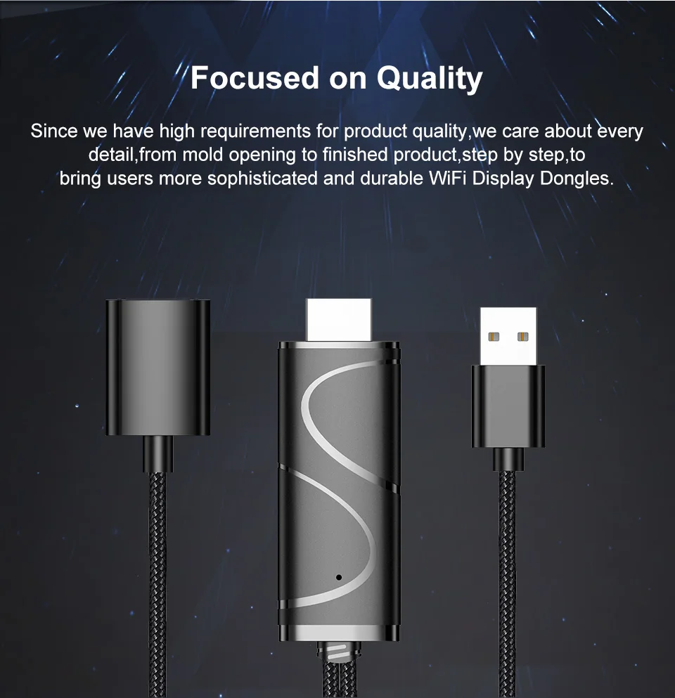 Mirascreen 1080P USB к HDMI кабель Micro USB/type-C Интерфейс wifi дисплей ключ Поддержка 4K Совместимость с Android и IOS