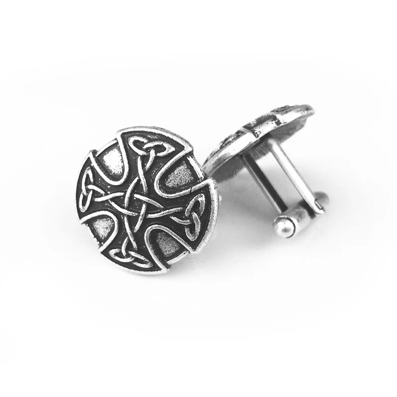 1pair Men's Viking Celtics Knot Cufflinks Round Vintage Cufflink Mens