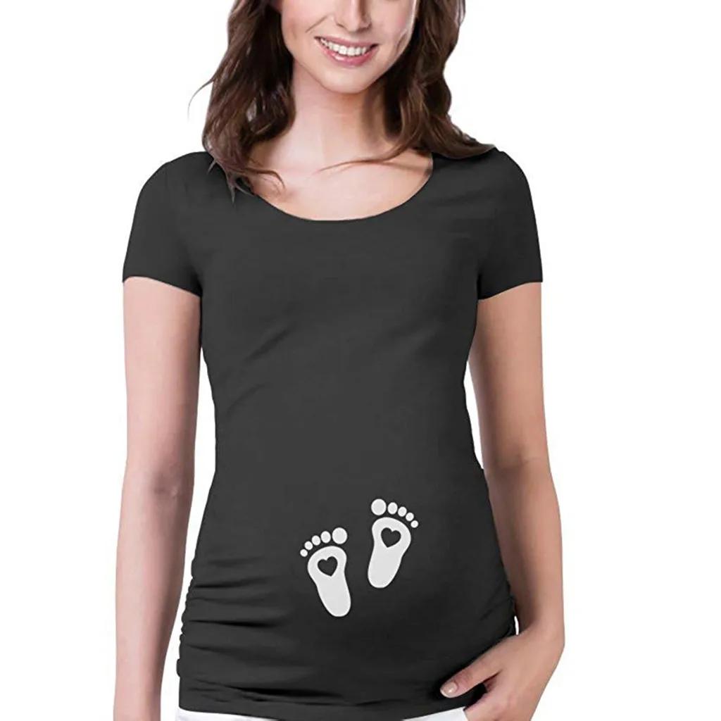 

Women Maternity Short Sleeve Cute Print T-shirt Pregnant Cartoon Graphic Tops loose short shirts Blouse for pregnant women z0713