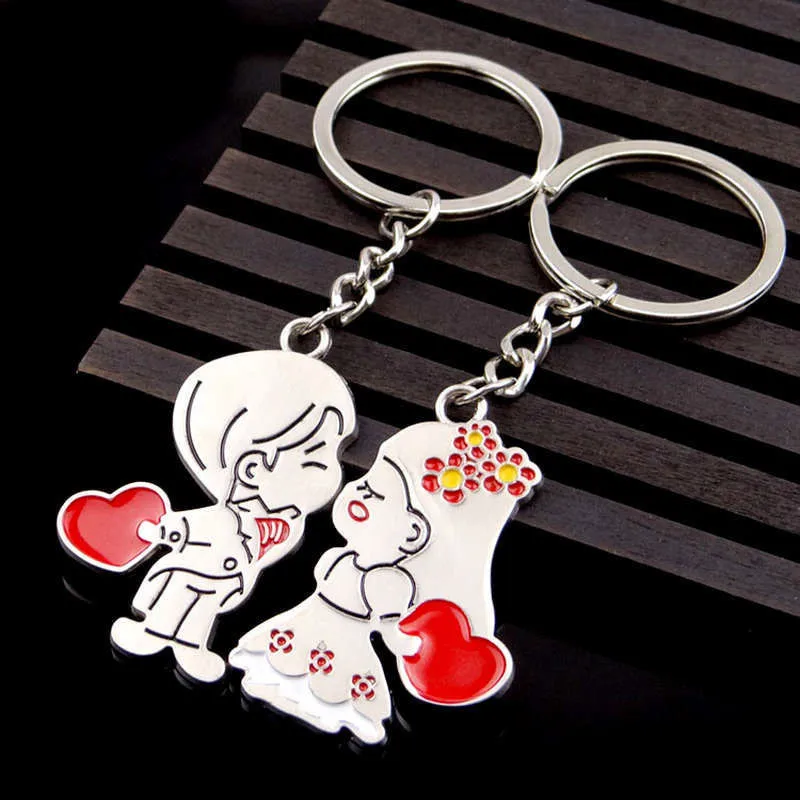 

REGELIN Lovely Casual Couple Love Keychain Cartoon Key chain Lovers Key ring Women Wedding Jewelry Accessory Valentines Gift