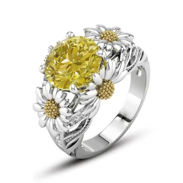 2018 New Arrival European And American Fashion Sunflower Ring 2018 New Arrival European And American Fashion Sunflower Ring Wedding Rings Engagement Gift Amazing Hot