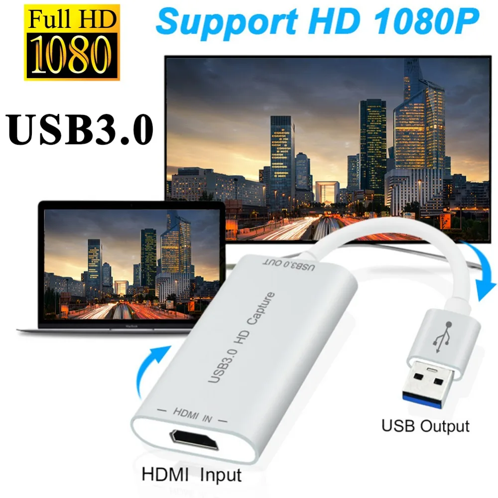 

High Speed USB3.0 HD Capture Dongle HDMI to USB 3.0 Adapter Converter HDMI Video Cable Capture Device for PC Plug & Play