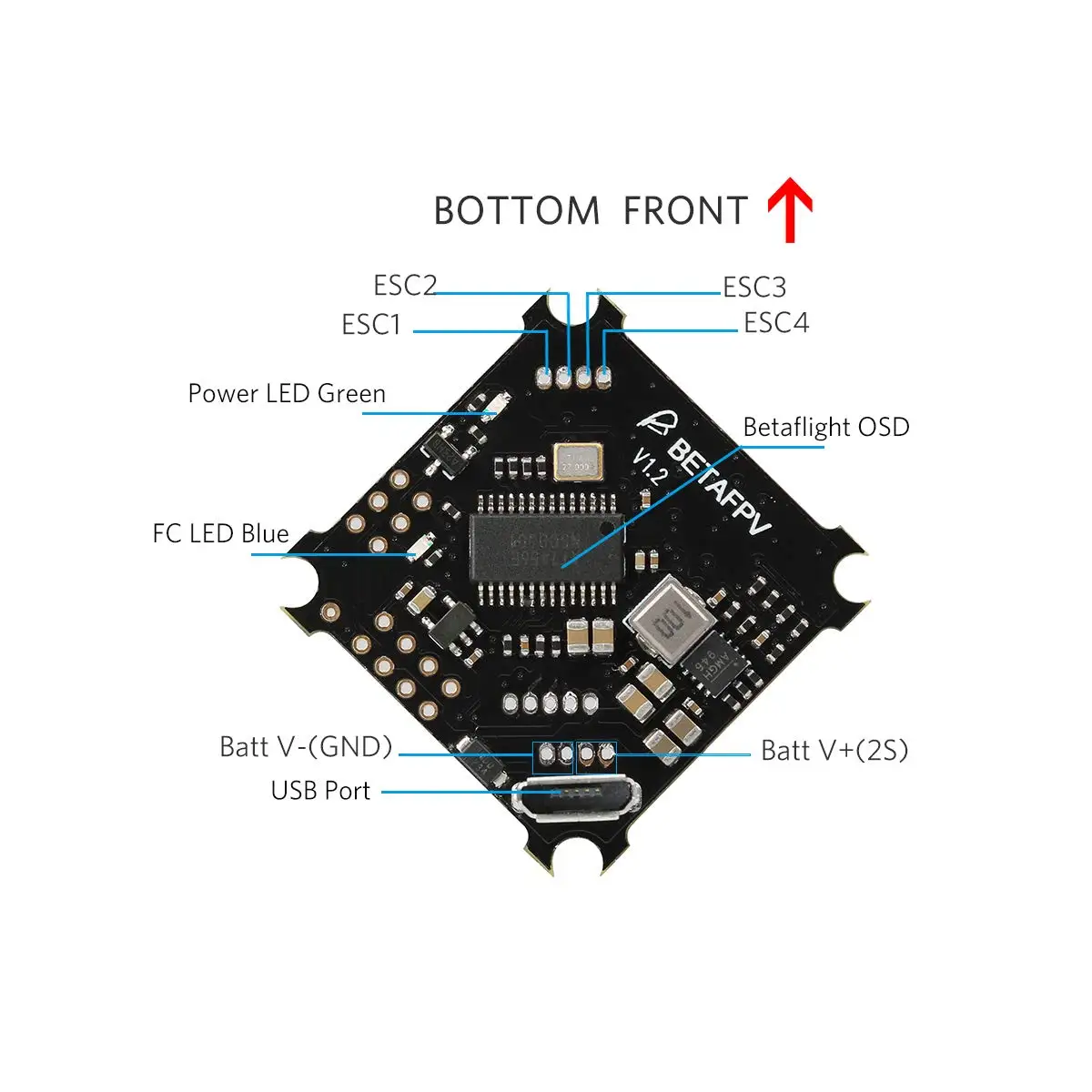 2S F4 FC бесщеточный контроллер полета ESC OSD Smart Audio (No RX) с кабелем XT30 для Дрон Whoop Beta75X