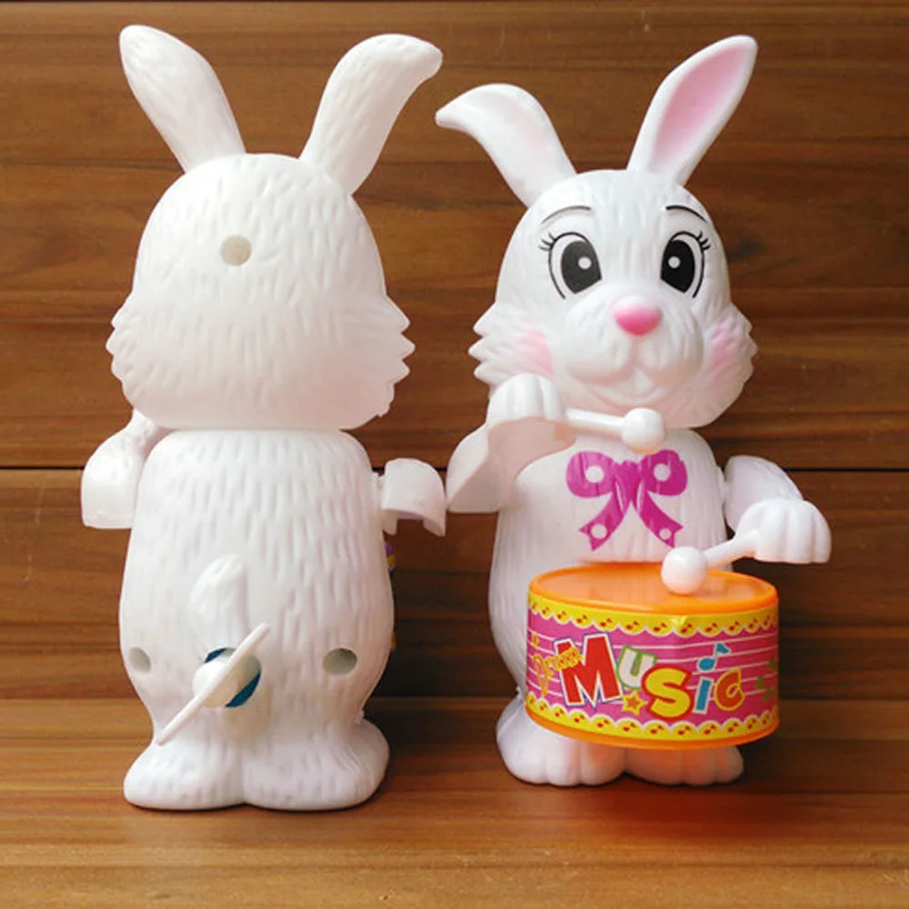 

Funny Cute 1pcs Kid Girls Rabbit Drumming Toy Clockwork Wind-Up Developmental Toy Gift Cartton Rabbit Drumming Toy