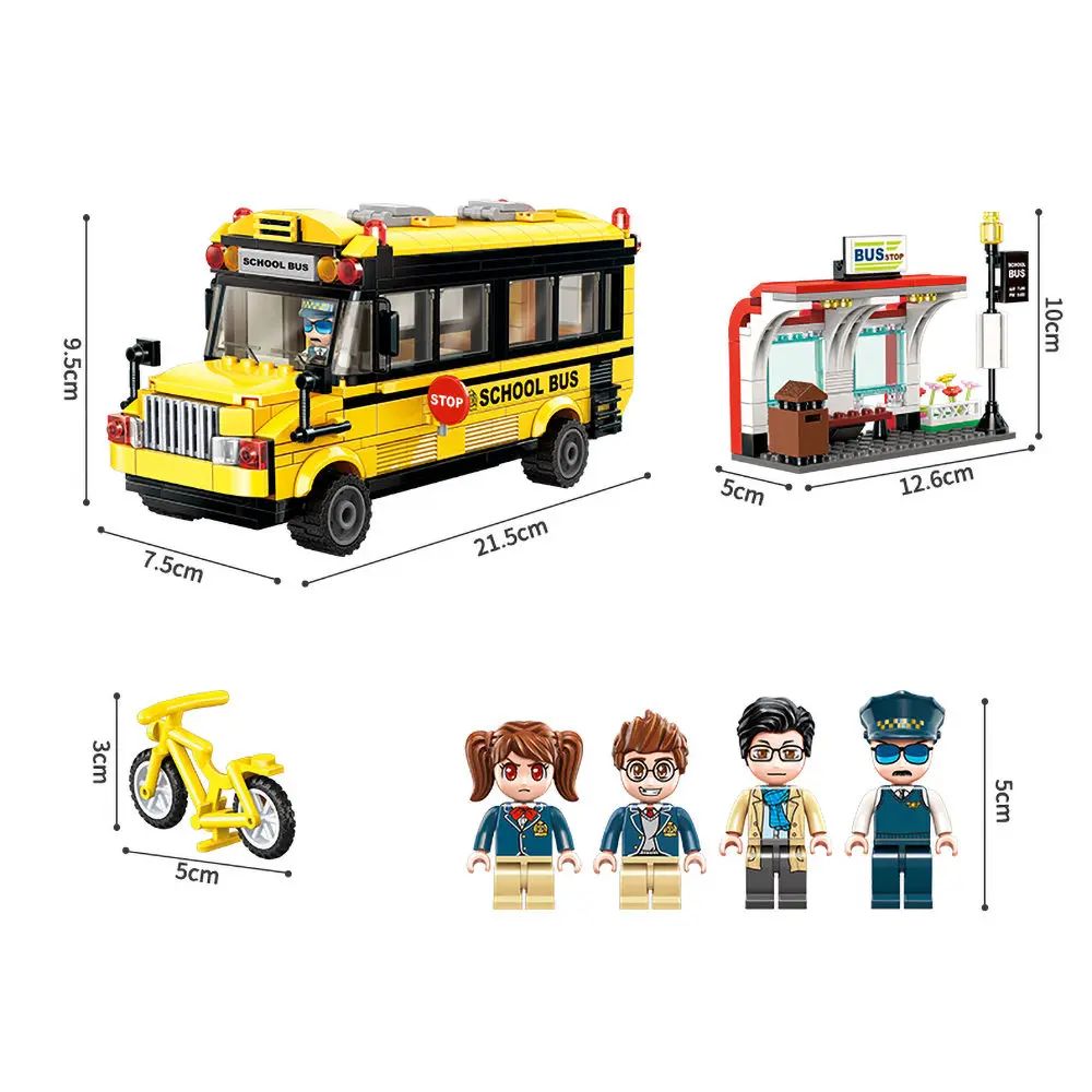 Fit-Legoness-Colorful-City-Series-Bus-Station-Bike-Big-Head-Minifigs-Mini-figures-Building-Blocks-Toys
