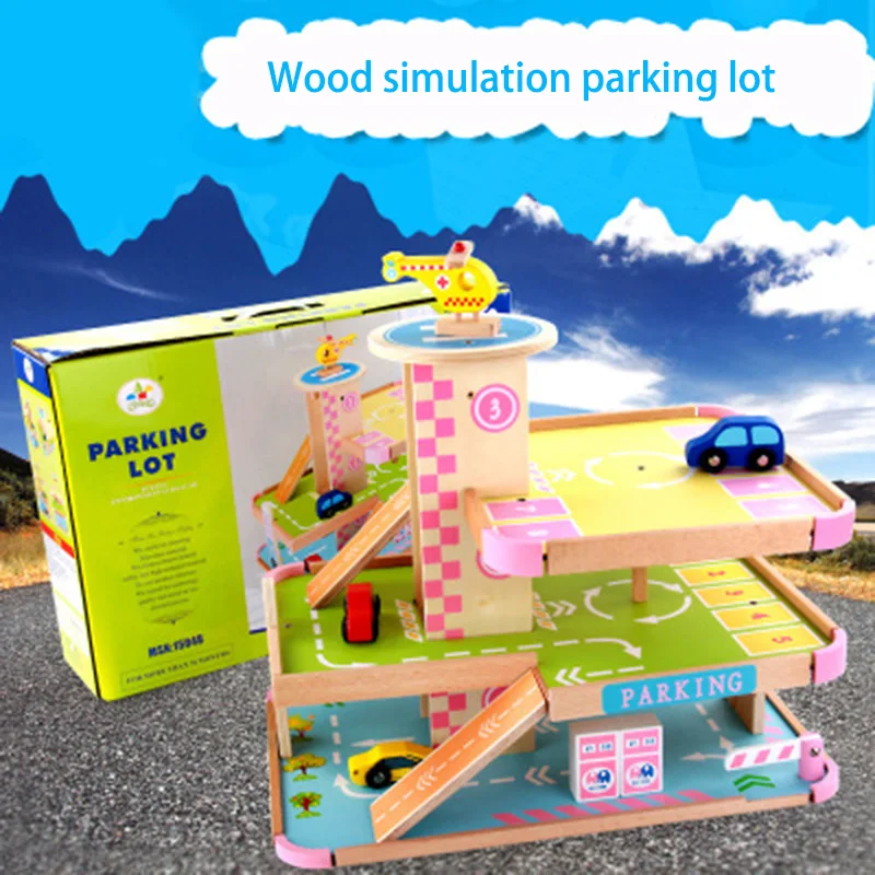 Деревянная четырехэтажная парковка быстрая скользящая машинка набор игрушек деревянный вертолет парковка фартук детский подарок