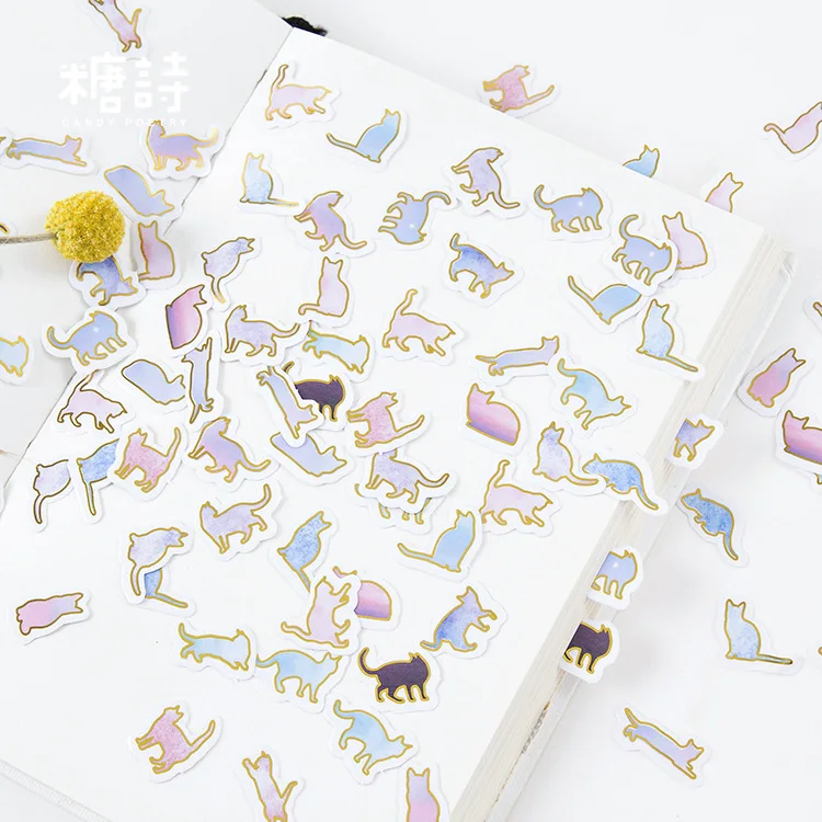 100 шт./упак. в Корейском стиле Kawaii Cat украшения Бумага милые наклейки Скрапбукинг хлопья дневник канцелярские товары для школы поставки