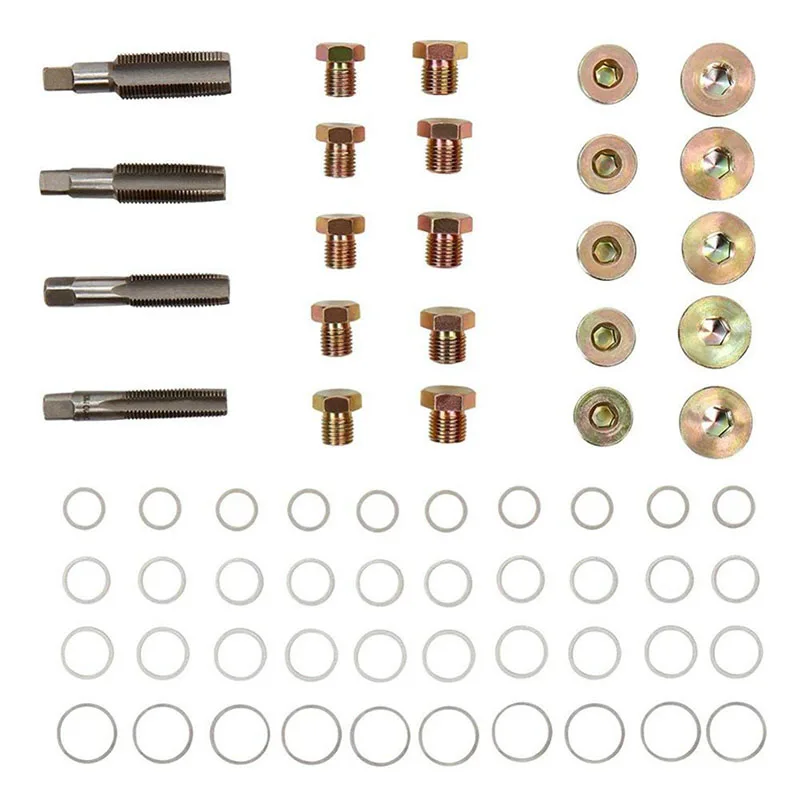 64 шт., высокое качество, отстойник для слива масла, болт, комплект для ремонта резьбы M13, M15, M17, M20, кран, масляный поддон, набор инструментов для ремонта резьбы, инструмент для ремонта авто