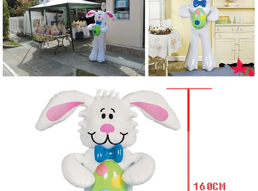 160 см мультфильм надувные большой белый кролик открытый игрушки для детей пасхальное праздничное украшение для сцены Prop Bow Up воздушные шары-игрушки