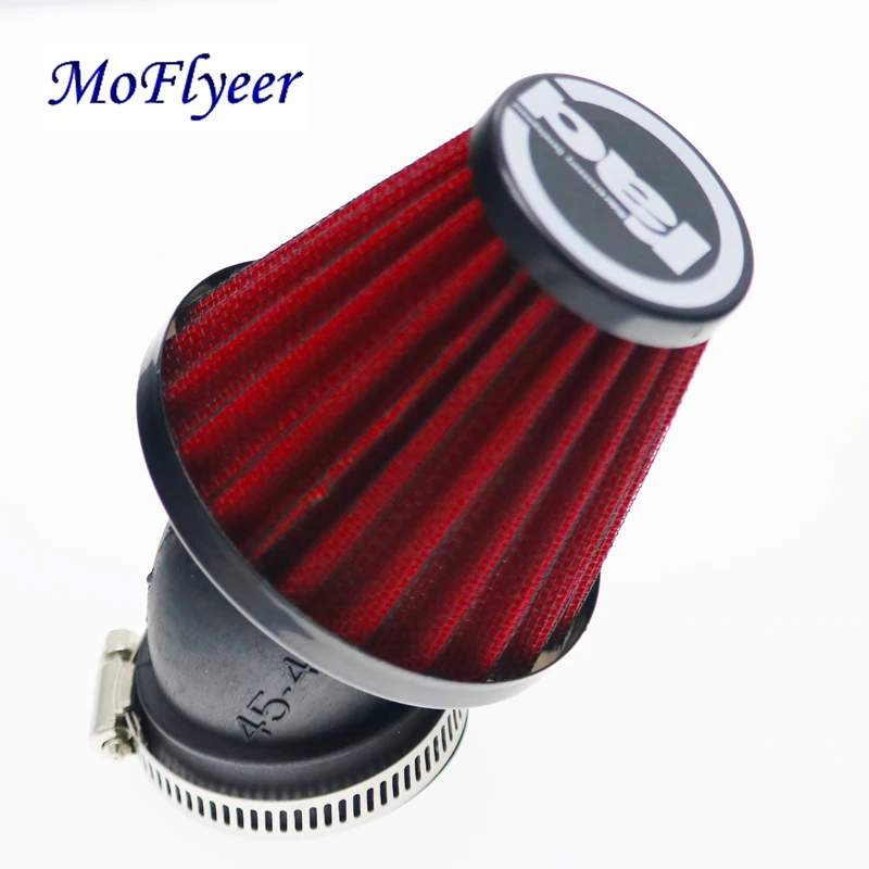 ATV Dirt Bike Adatto per la Maggior Parte delle Motociclette 150cc-250cc Filtro Aria Moto con Collo ad Angolo 45 e Fascetta Stringitubo Regolabile 35mm Filtro Aria Flusso Motociclette