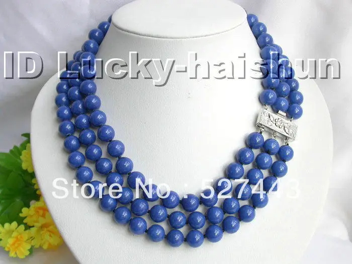 

Wholesale Beautiful 10mm 3row nature round lapis lazuli necklace