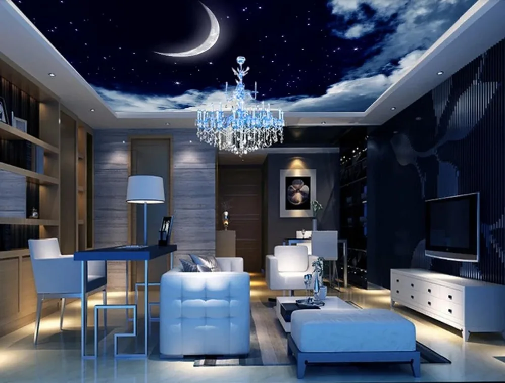 Custom 3d Photo Wallpaper ceiling Mural Wall Fantastic Star Moon zenith mural living room dedroom Ceiling home decor | Обустройство
