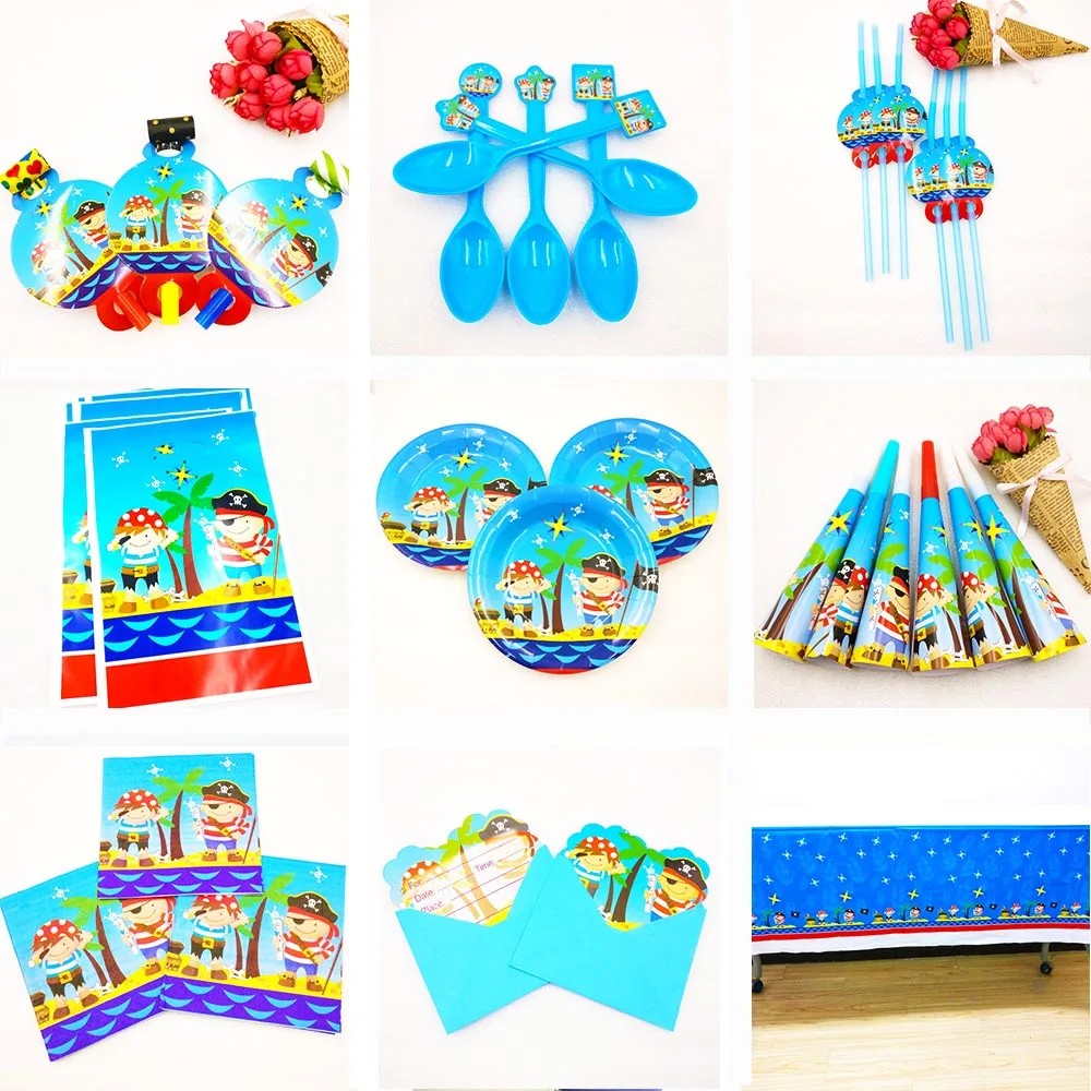 

Pirate cups plates straws baby pirate Kids Birthday Party Decoration Set Party Supplies Baby shower wedding Pack event supplies