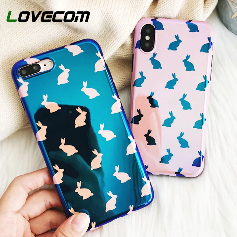 

LOVECOM Blu-Ray Phone Case For iPhone 6 6S 7 8 Plus X XR XS Max Cool Cartoon Rabbit Soft IMD Phone Back Cover Cases New Capa