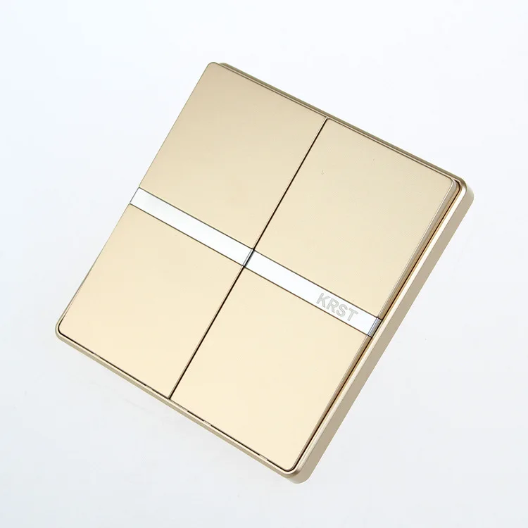 

Home Furnishing Wall Switch Socket, 86 Type Concealed Large Plate Champagne Gold, Two Open Double Control Switch, 10A PC 220V