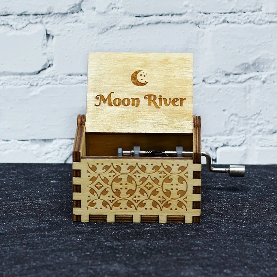 Новая рукоятка падающая в любви дигимон Красавица и Чудовище Игра престолов Звездные войны деревянная музыкальная шкатулка Рождественский подарок на день рождения - Цвет: Moon River
