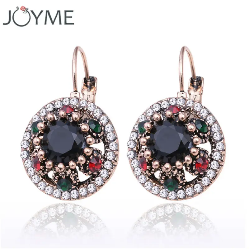 

New Fashion Women Round Crystal Rhinestones Vintage Drop Earrings Best Friends Gift Hanging Earrings Accessories