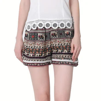 

YRRETY Women Beach Printed Shorts New Summer Thin Breathable Casual Bohemia Loose Bermuda Elephant Elastic Waist S-XXXL Shorts
